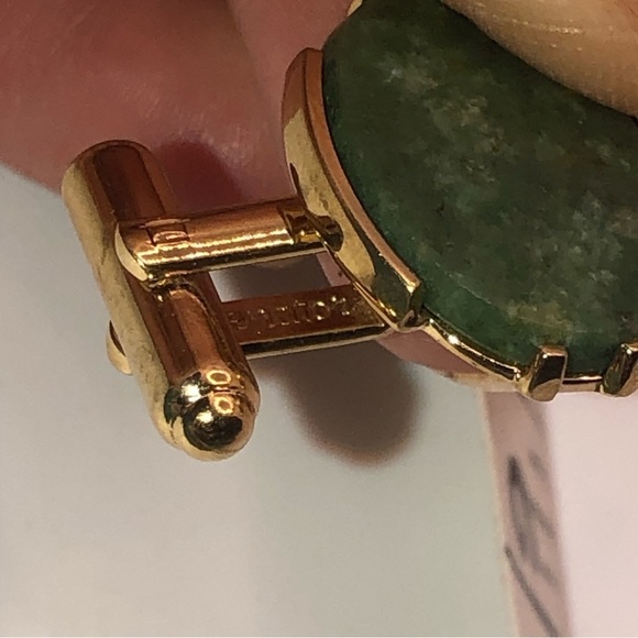 Vtg Senator Sherman Real Jade Stone Gold Tone Cufflinks & Tie Tack Set - Picture 6 of 10